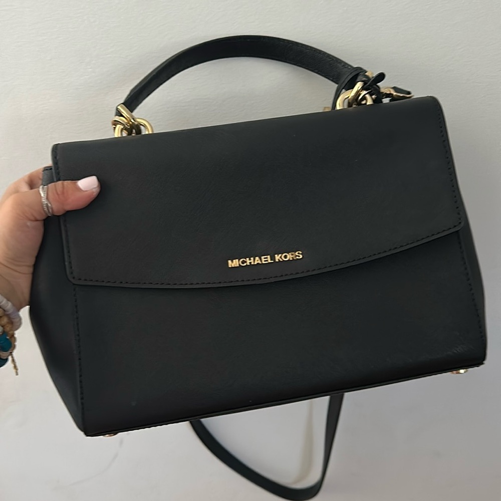 Michael Kors, black leather Crossbody bag with top handle